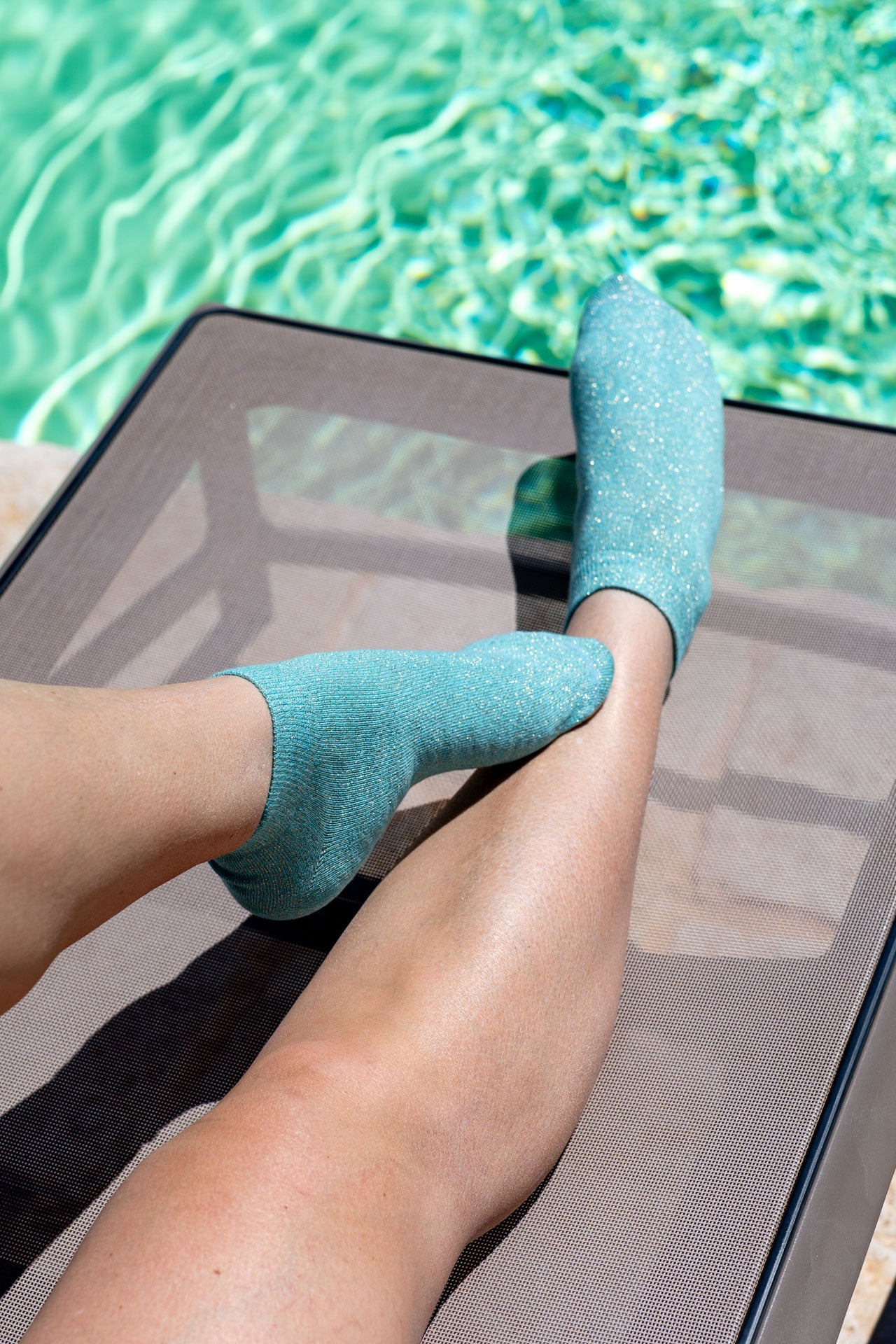 Mia Zia - Chaussettes Sneakers Aqua glitter