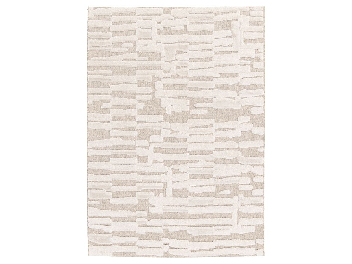 Tapis poil ras LENNON motif abstrait - Beige