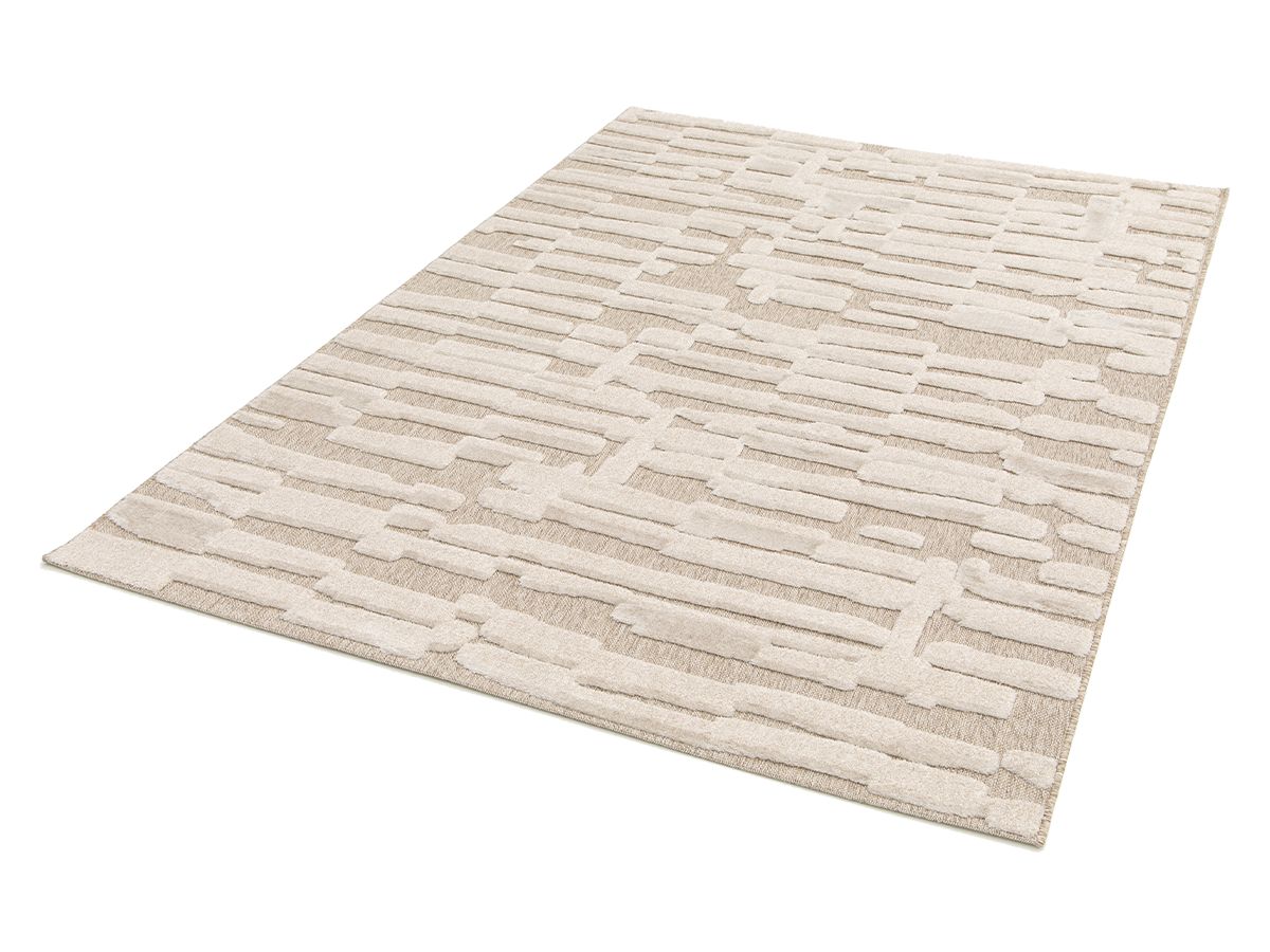 Tapis poil ras LENNON motif abstrait - Beige