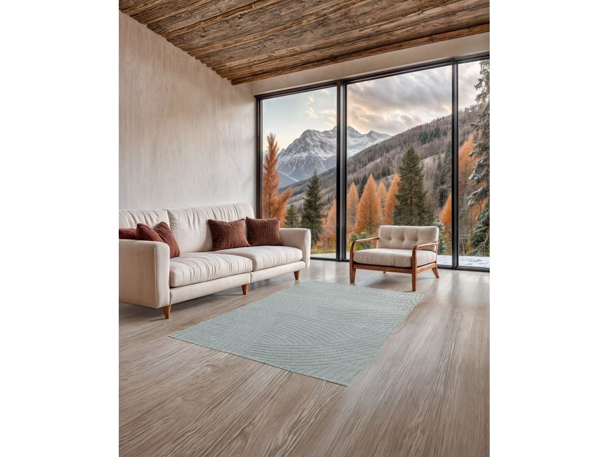 Tapis poils courts STAN motif abstrait - Bleu