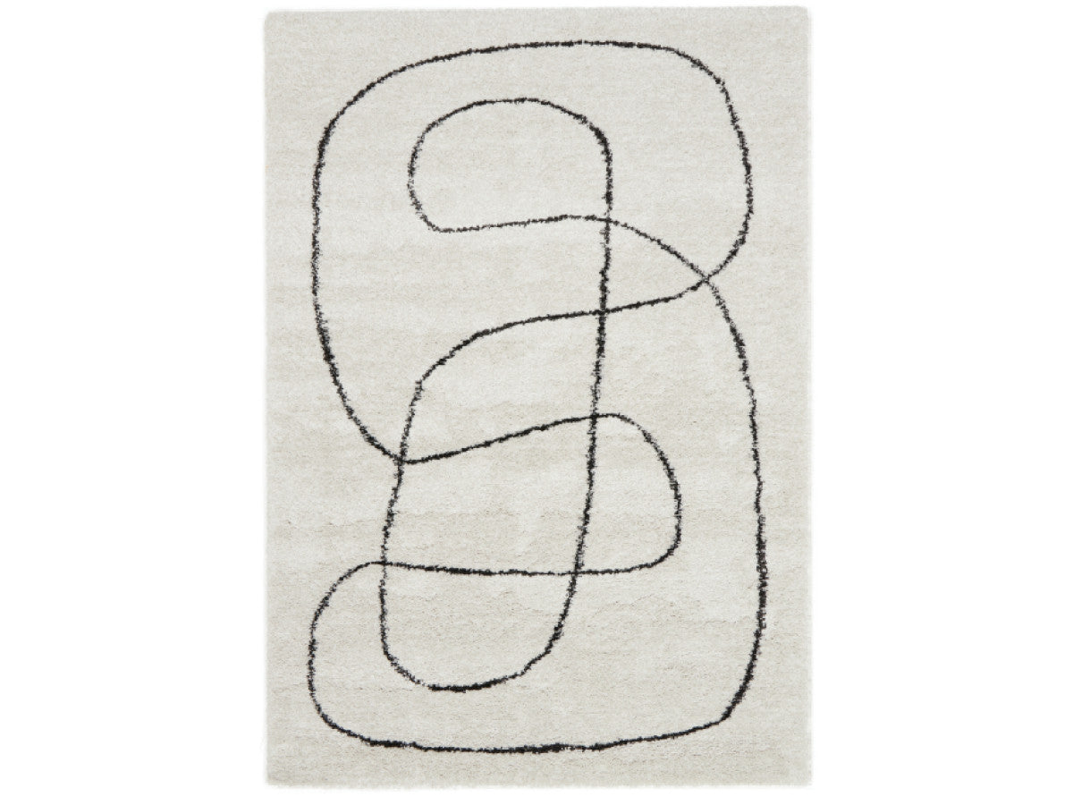 Tapis poils mi-longs LAURE motif abstrait - Blanc