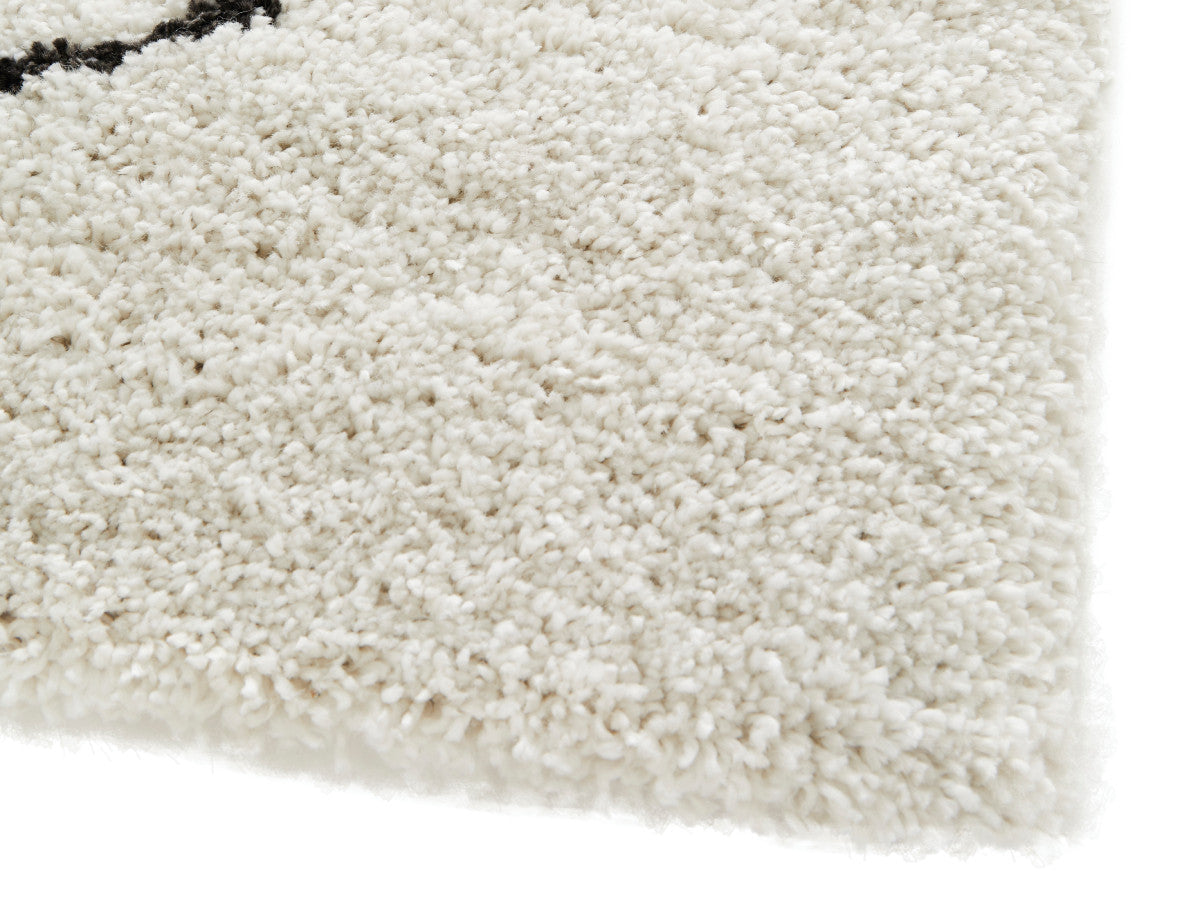 Tapis poils mi-longs LAURE motif abstrait - Blanc