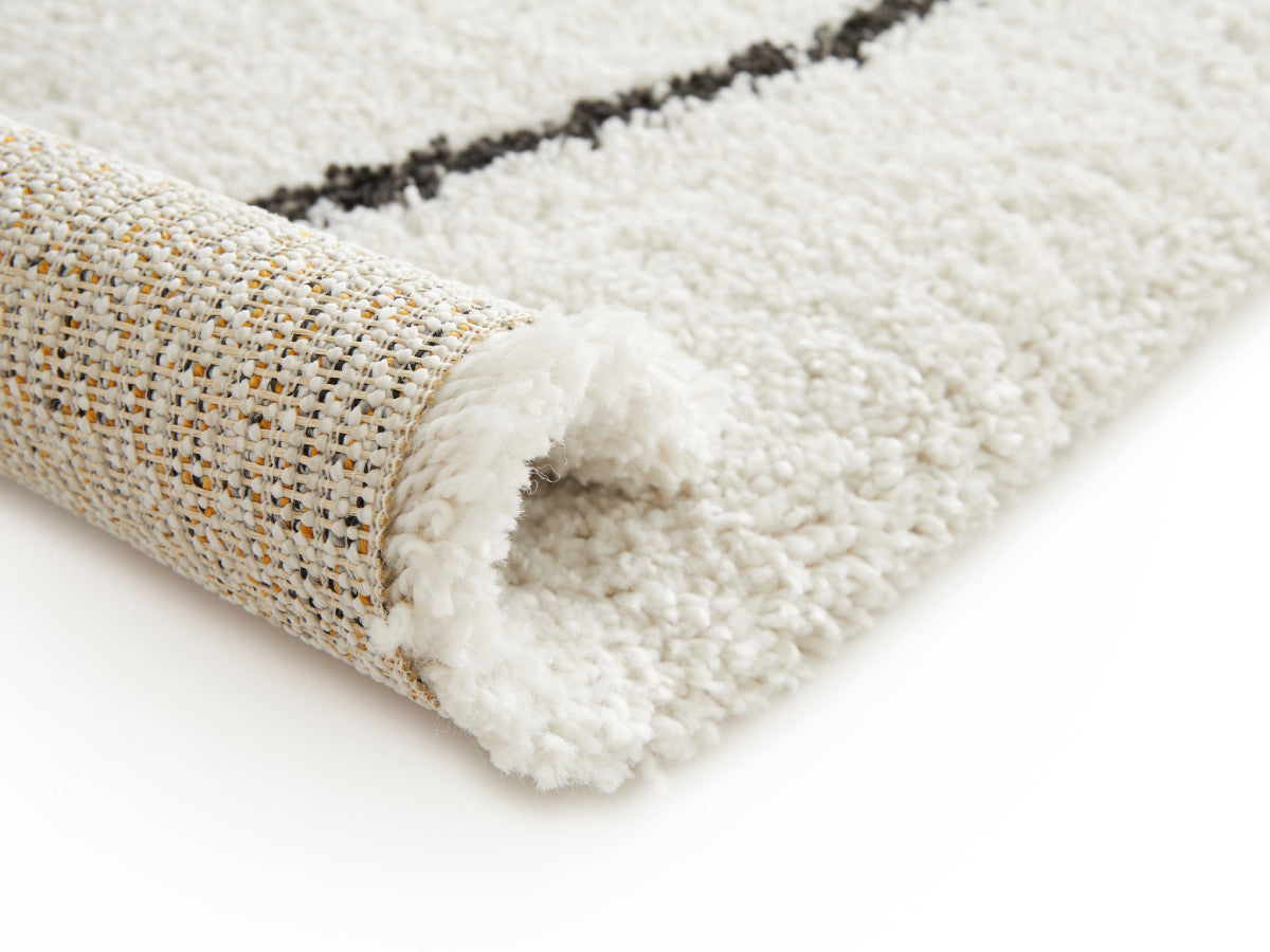 Tapis poils mi-longs LAURE motif abstrait - Blanc