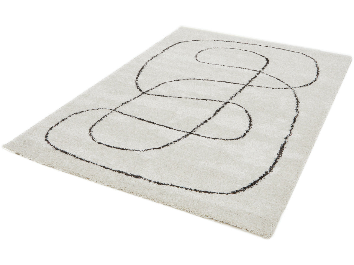 Tapis poils mi-longs LAURE motif abstrait - Blanc