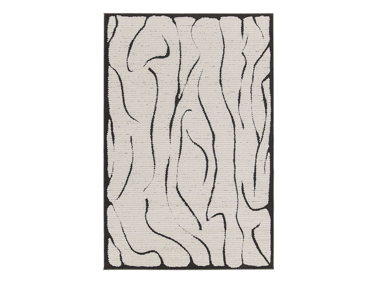 Tapis poils ras COSMARA motif abstrait - Beige