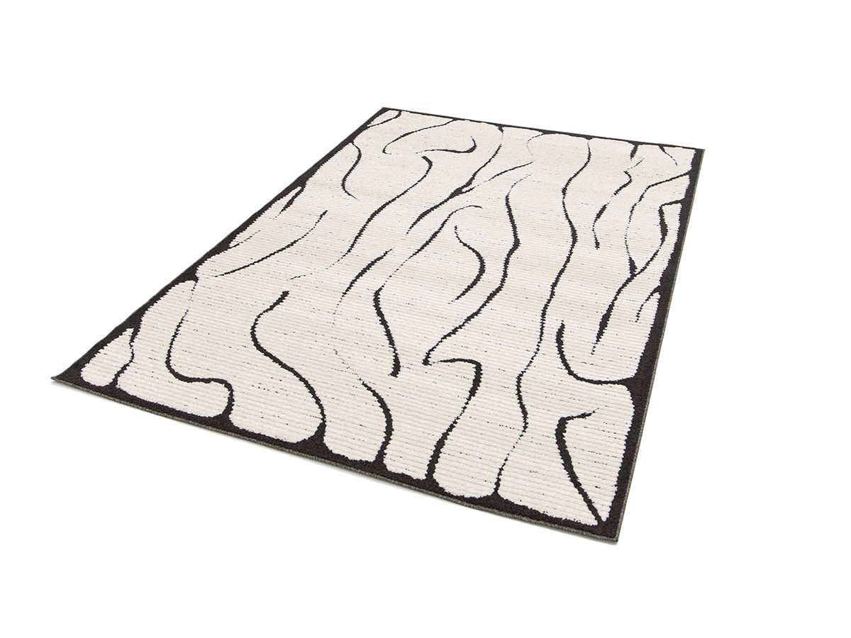 Tapis poils ras COSMARA motif abstrait - Beige