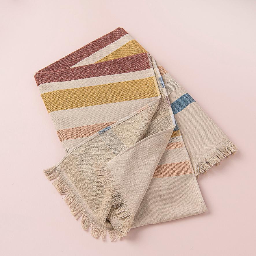 Mia Zia - Linge de Plage Haut de Gamme – Serviette Fouta – Le Thème “Tichka” fond Ficelle