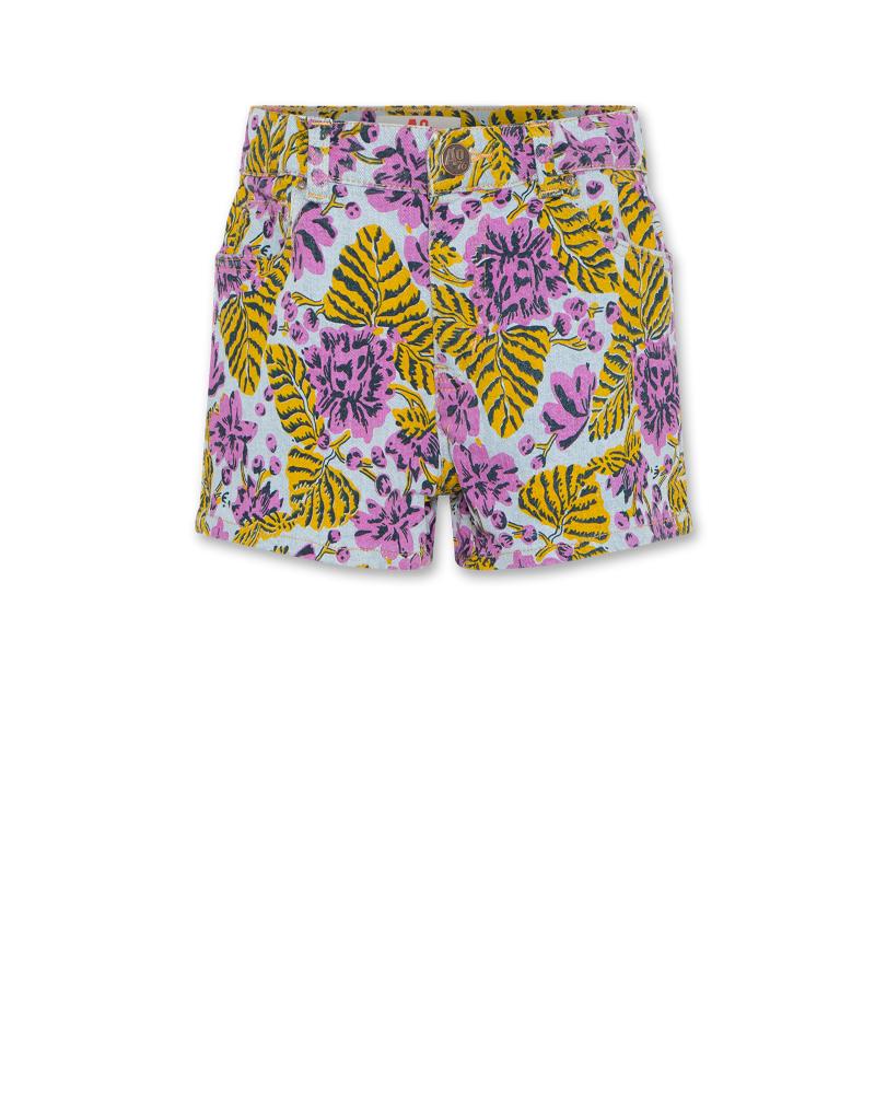 Kelly Printed Jeans Shorts - Wash Light