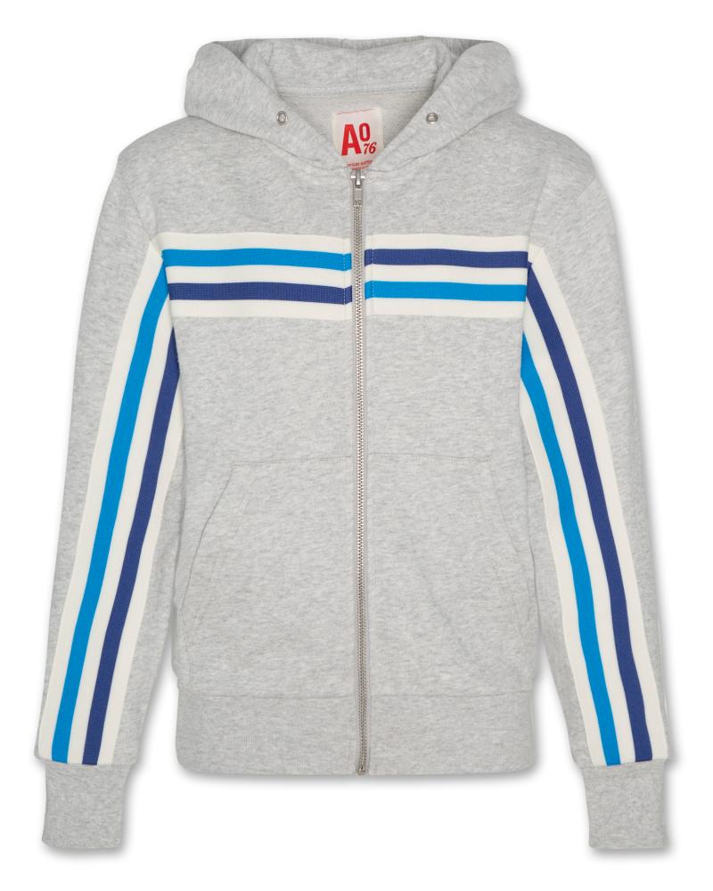 Norman Hoodie Full Zip Tape - Heather Grey