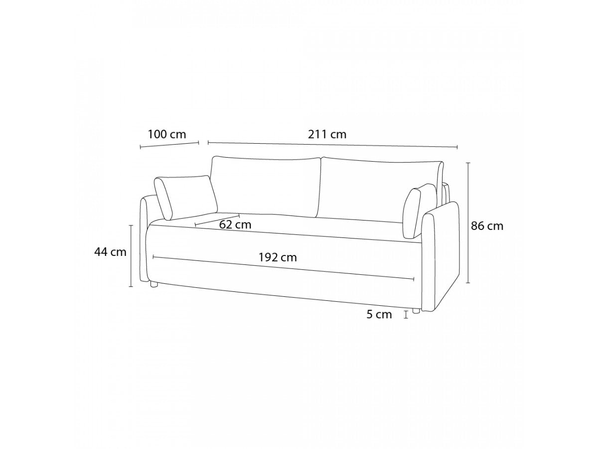 Canapé droit convertible coffre MARCEL tissu lisse