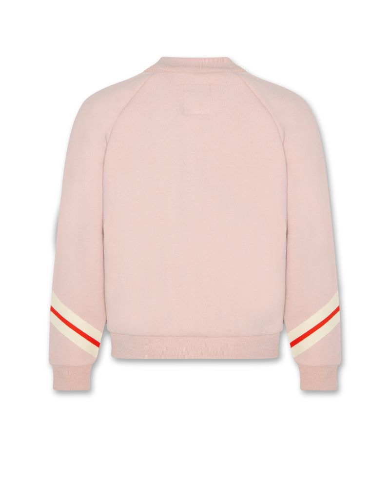 Girls - Sweaters - Glorie Full Zip Stripe - Dusty Pink - W