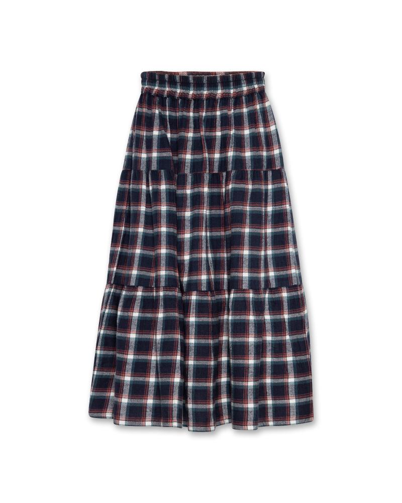 Nikki Blue Check Skirt - Navy