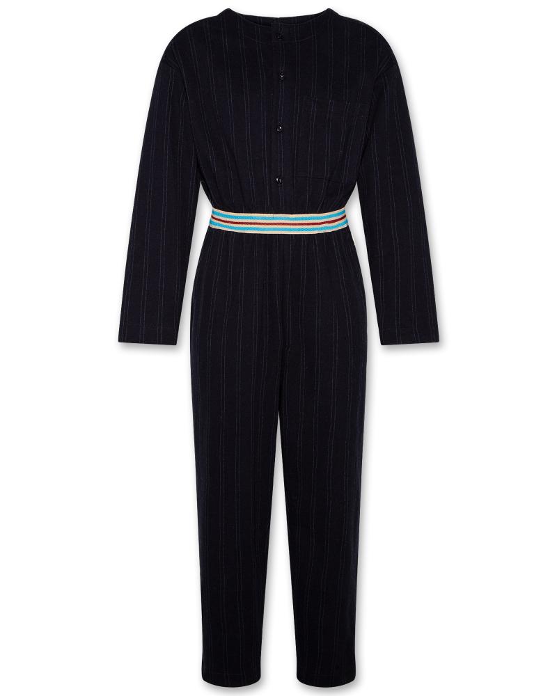Ash Stripe Overall - Navy
