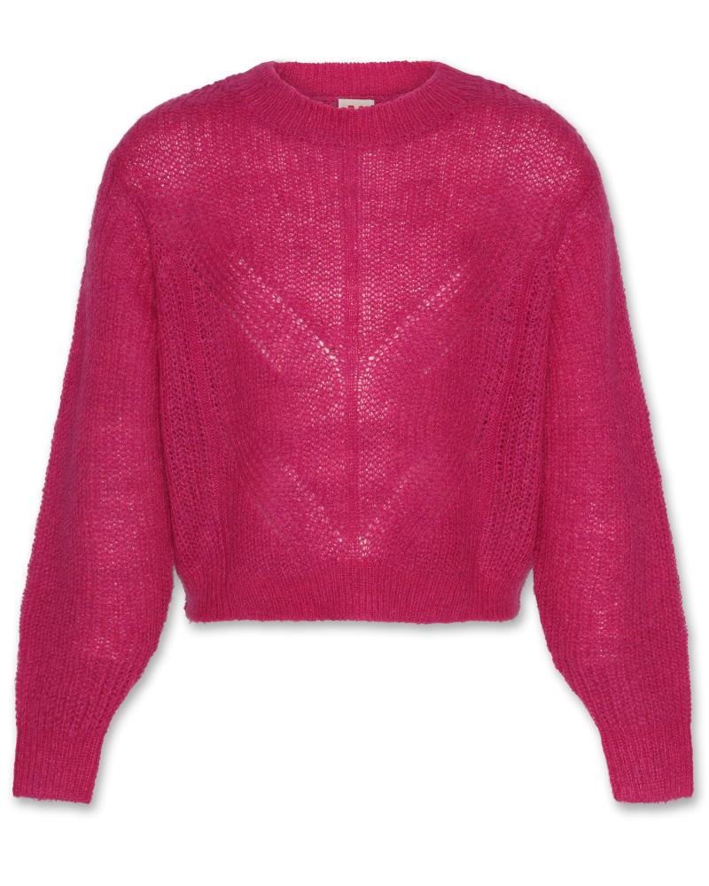 Choc Cable C-Neck - Raspberry