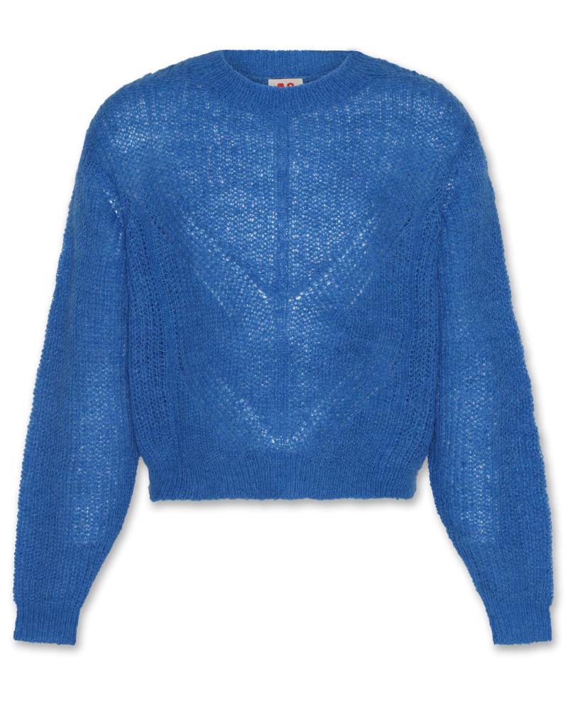 Choc Cable C-Neck - Bright Blue