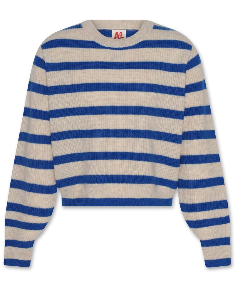 Choc Striped C-Neck - Bright Blue
