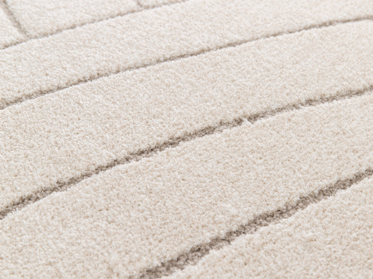 Tapis poils ras BENOIT motif abstrait - Beige