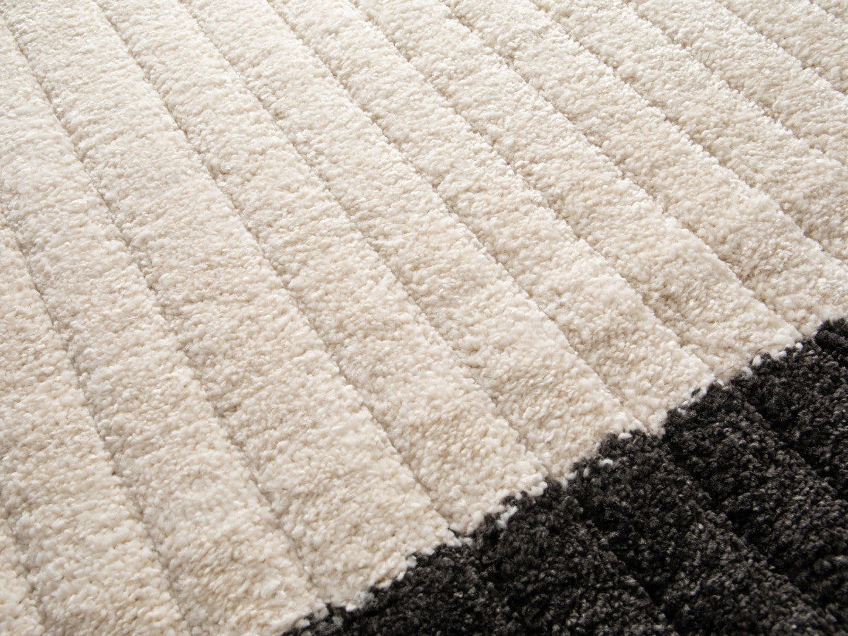 Tapis poils ras DENIS motif abstrait - Beige