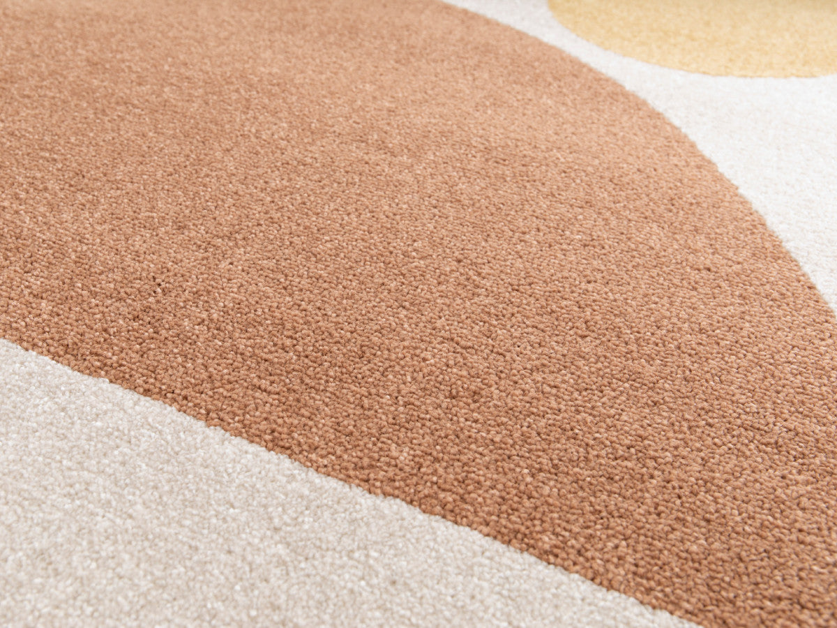 Tapis poils ras MARTINE motif abstrait - Orange