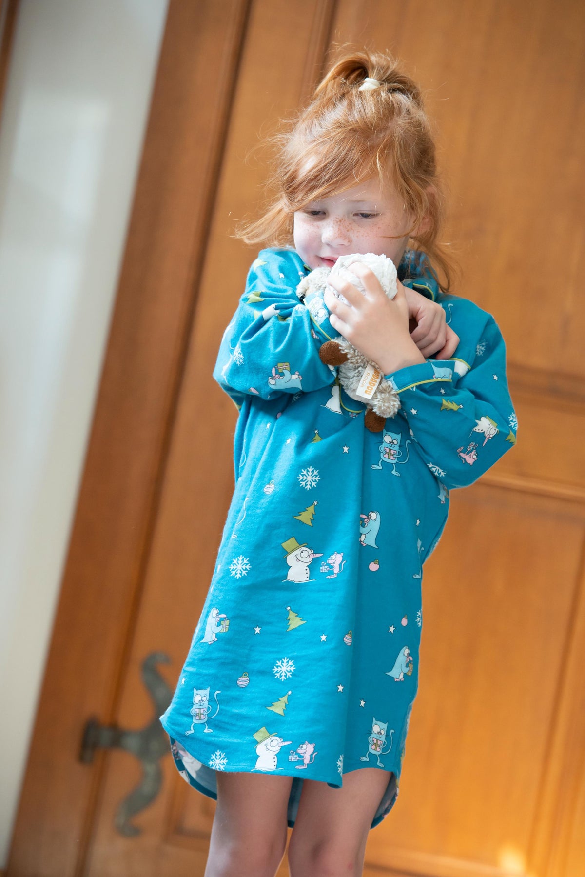 Chemise de Nuit en Flanelle Enfant Bleu