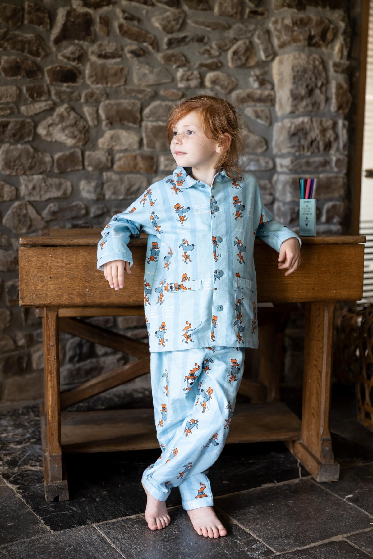 Pyjama en Flanelle Enfant Bleu Luminescent