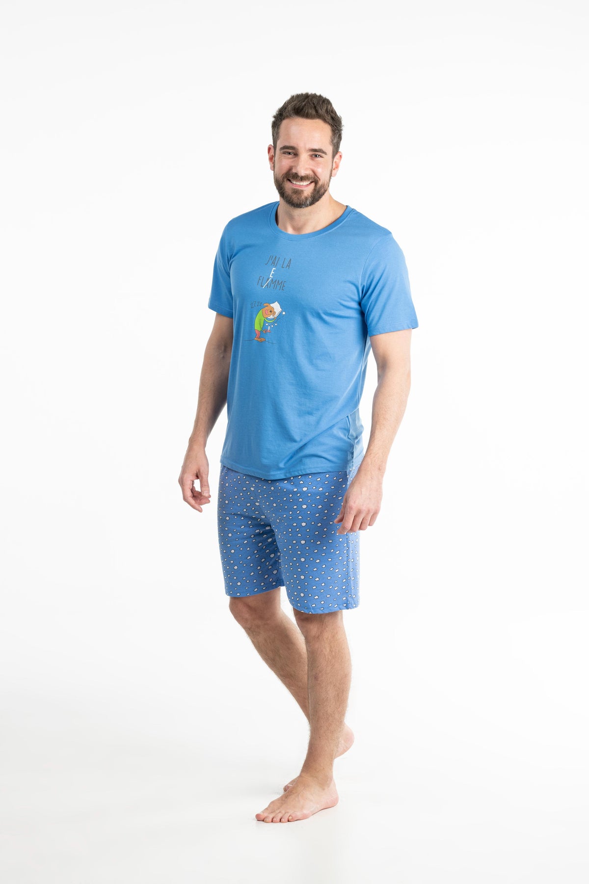 Short Pyjama - Homme - Bleu Moyen