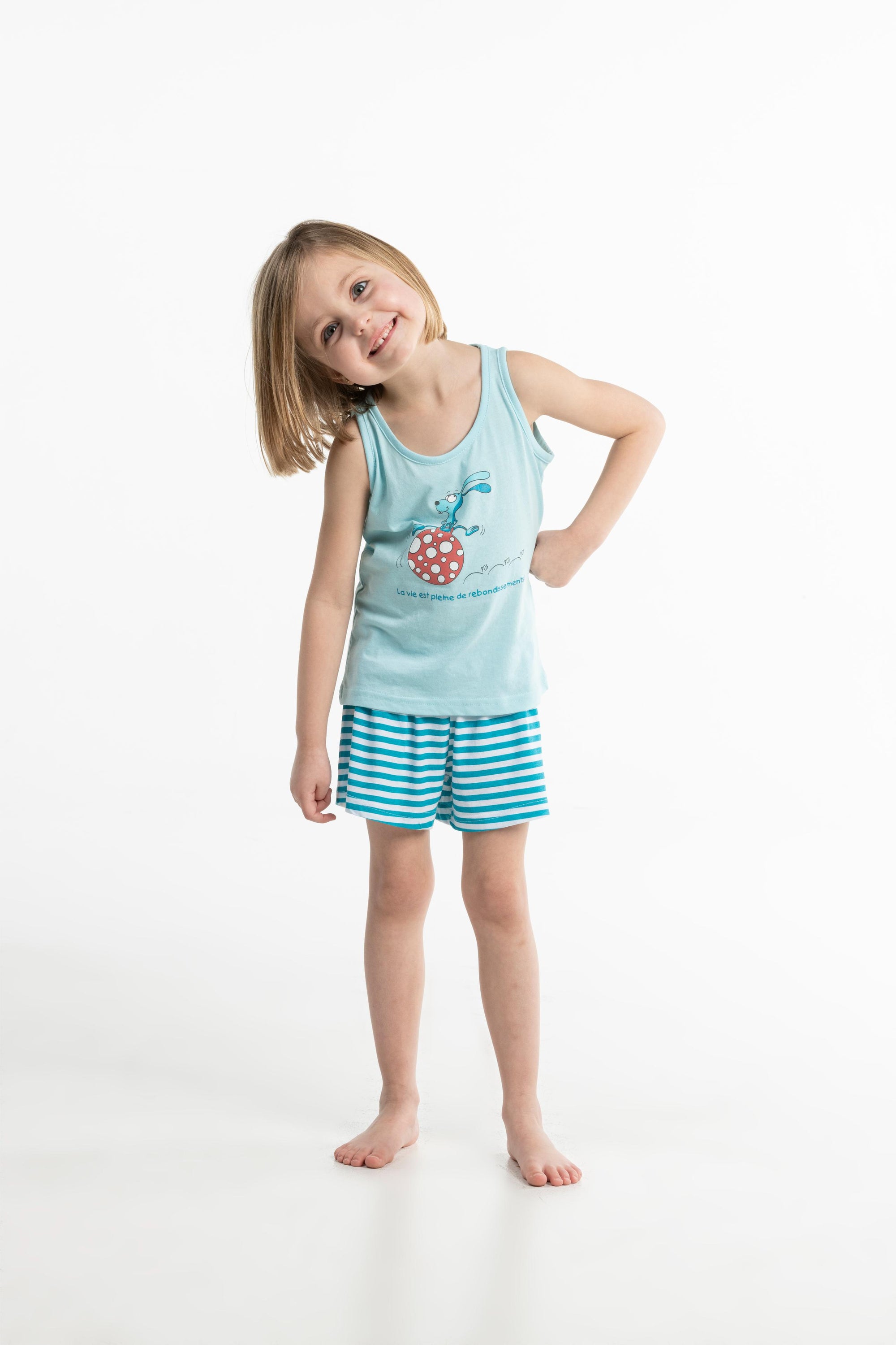 Short Pyjama - Kid - Bleu Eau Claire