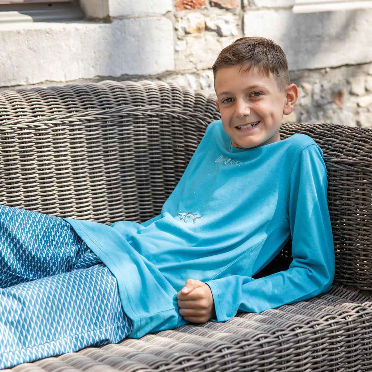 Pyjama long - Enfant mixte - Bleu Horizon