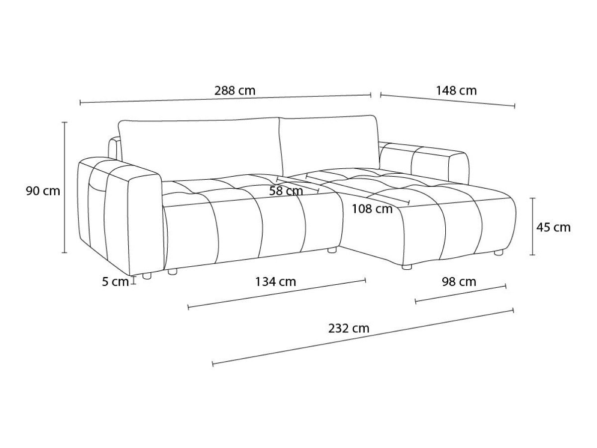Canapé d'angle réversible convertible coffre ARSENE tissu velours
