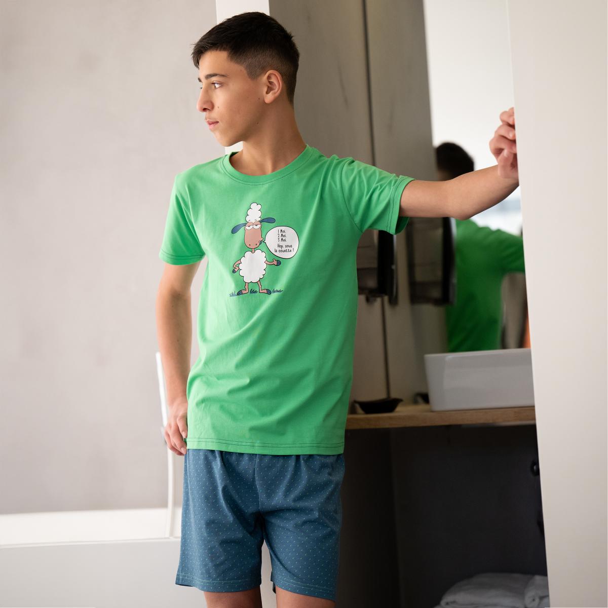 Pyjama Short - Gemengd Kid - Vert