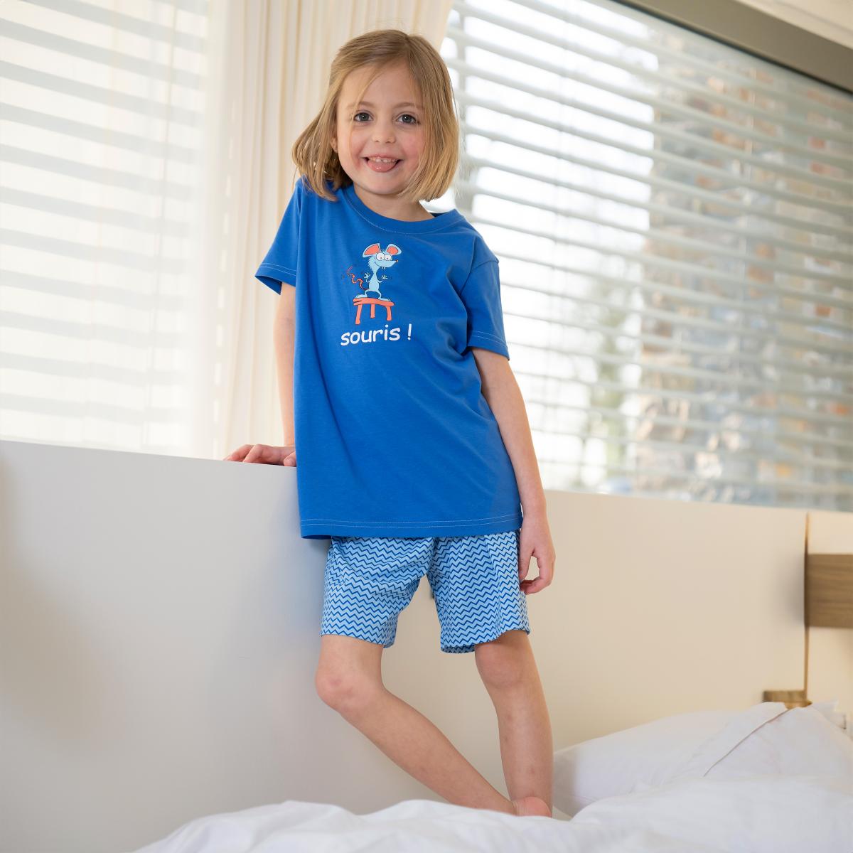 Pyjama Short - Gemengd Kid - Bleu