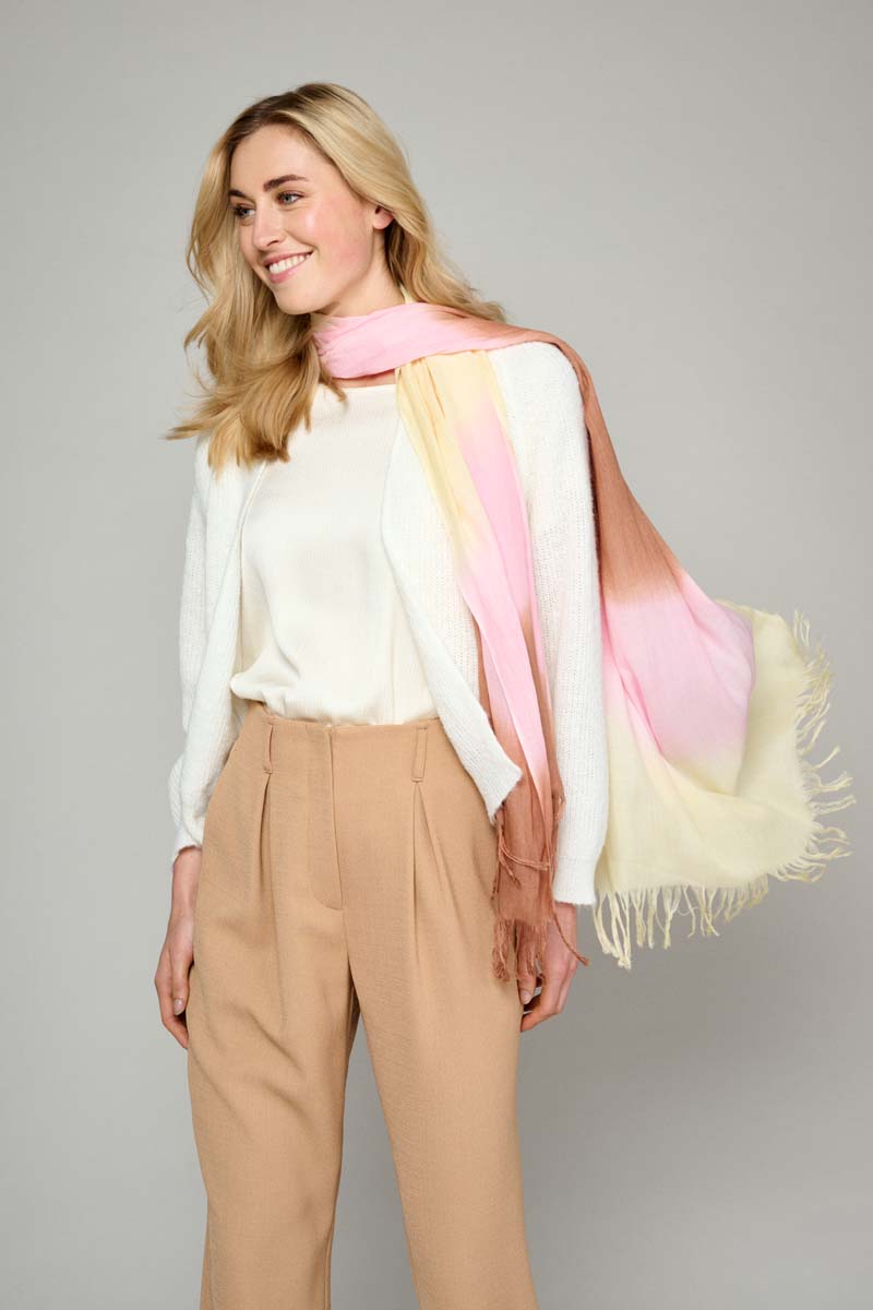 Écharpe Tie-Dye Tricolore En Bambou - Chameau