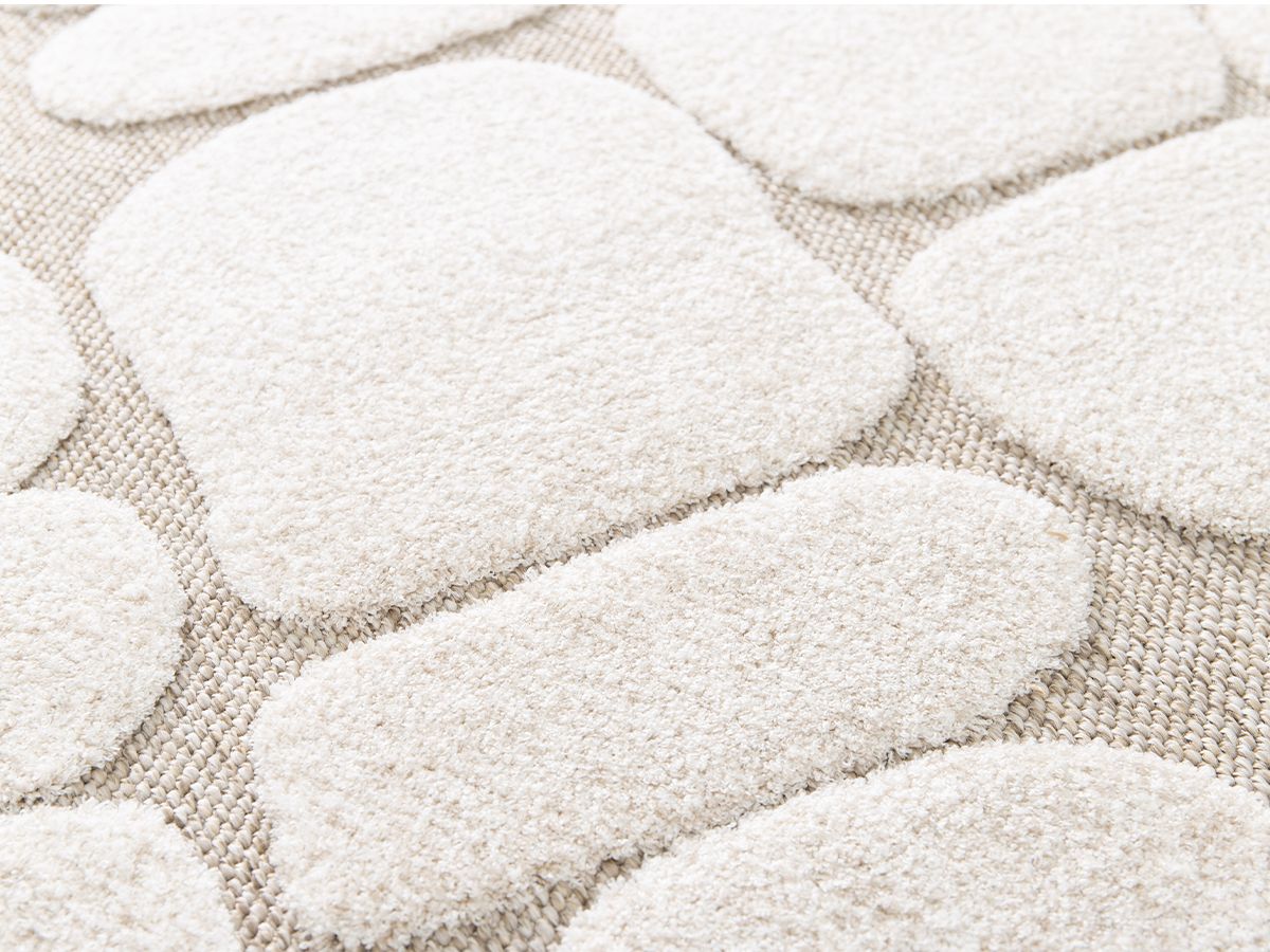 Tapis poil ras ROKU motif abstrait - Beige