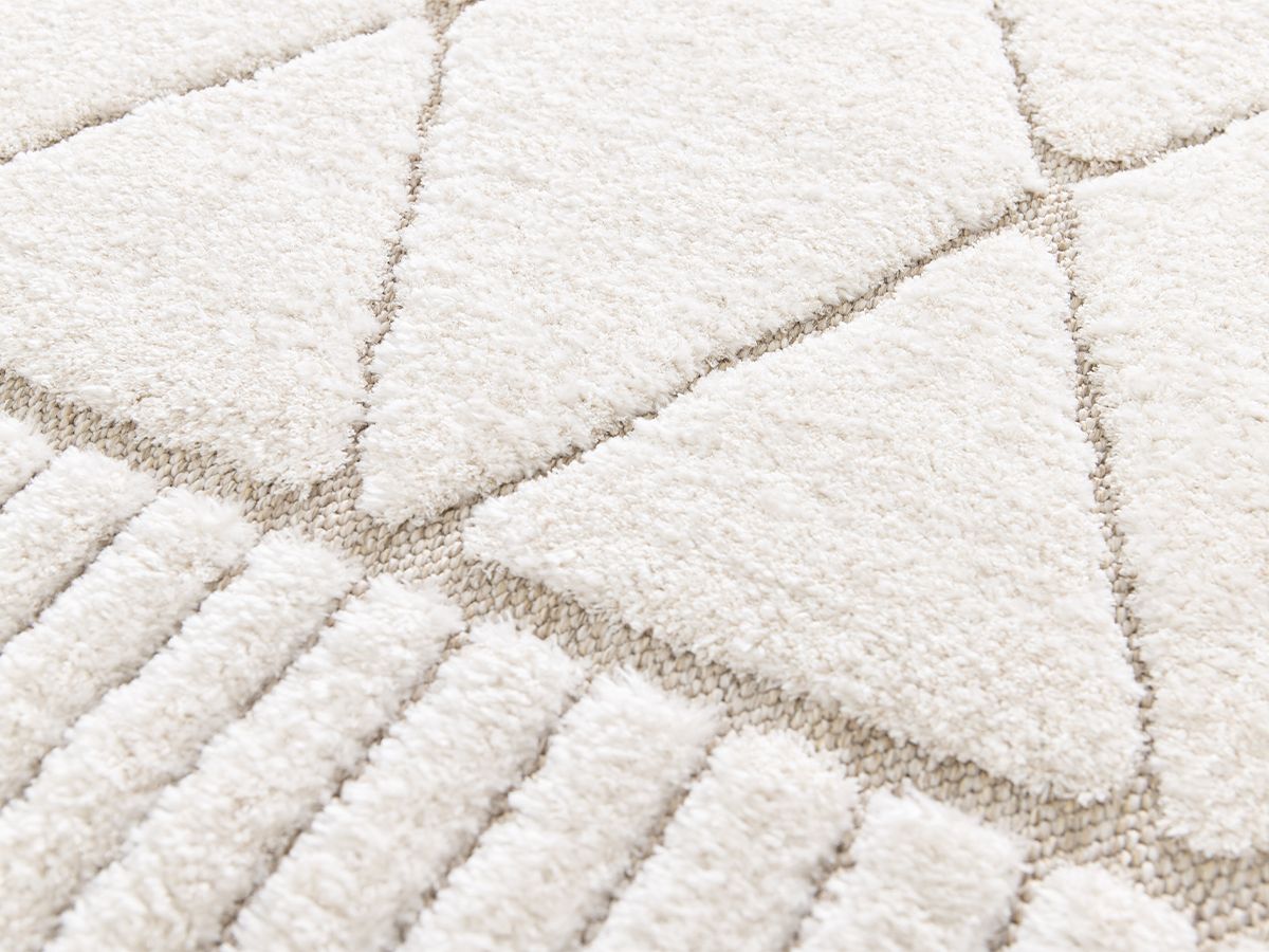 Tapis poil ras AGOSTO motif abstrait - Beige