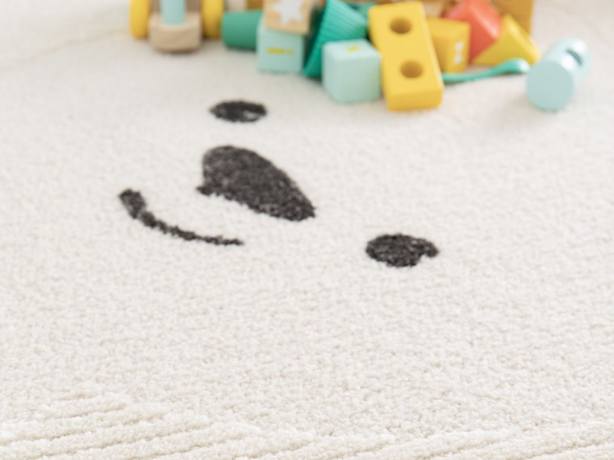 Tapis enfant poils courts WINNY motif ourson - Beige