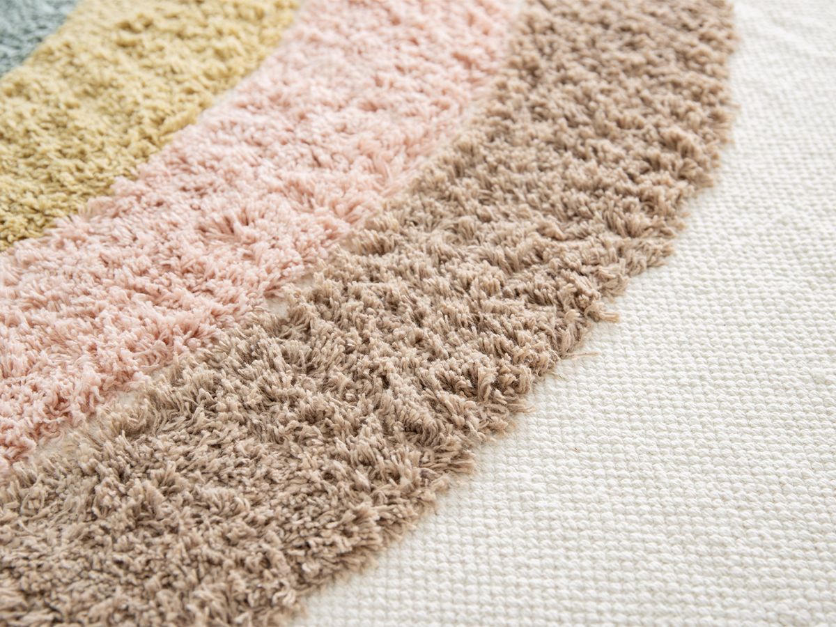Tapis poils courts WHEELER motif abstrait - Blanc