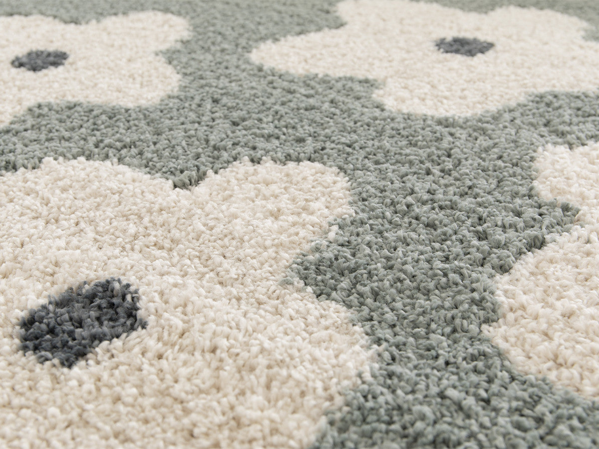Tapis poils courts SUZY motif fleur - Jaune