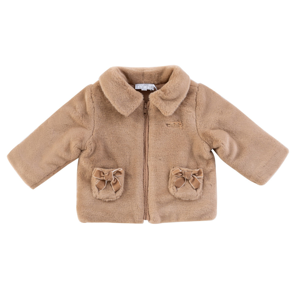 Jacket Fur Bow - Beige Foncé