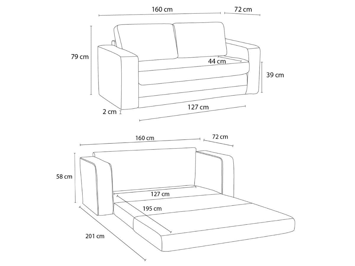 Canapé droit convertible déplimousse COME tissu texturé