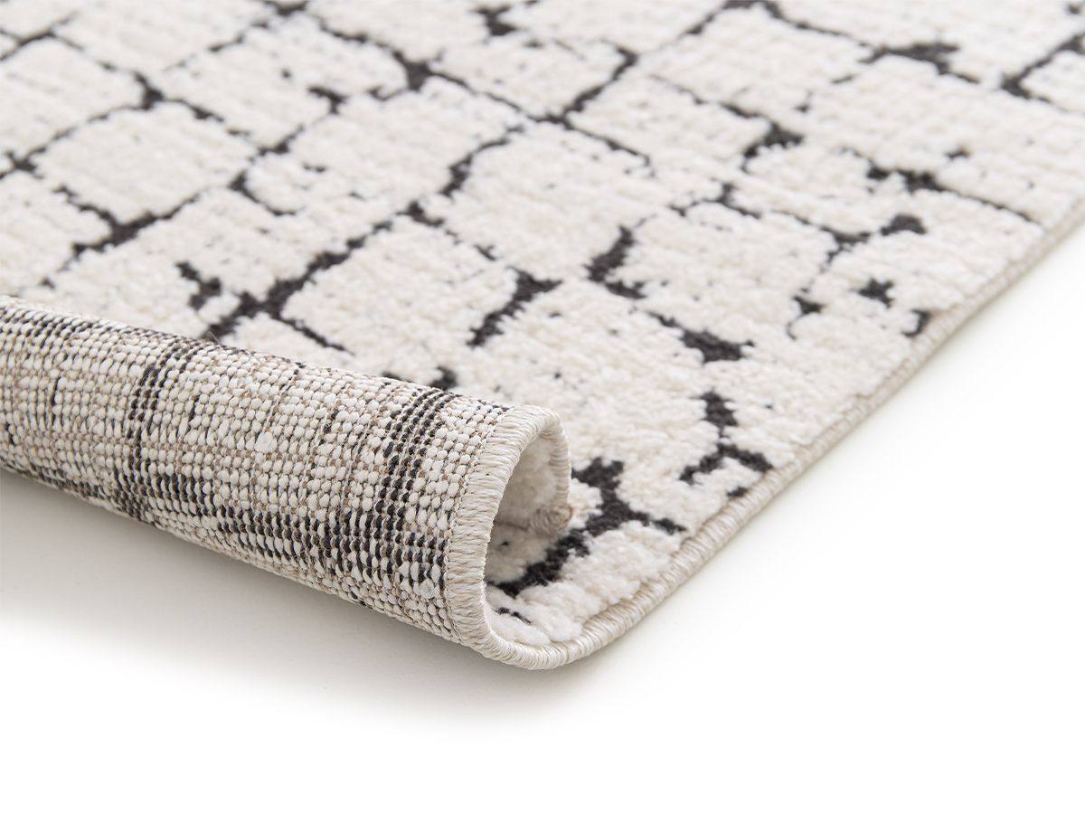 Tapis poils ras NEBULIA motif abstrait - Beige
