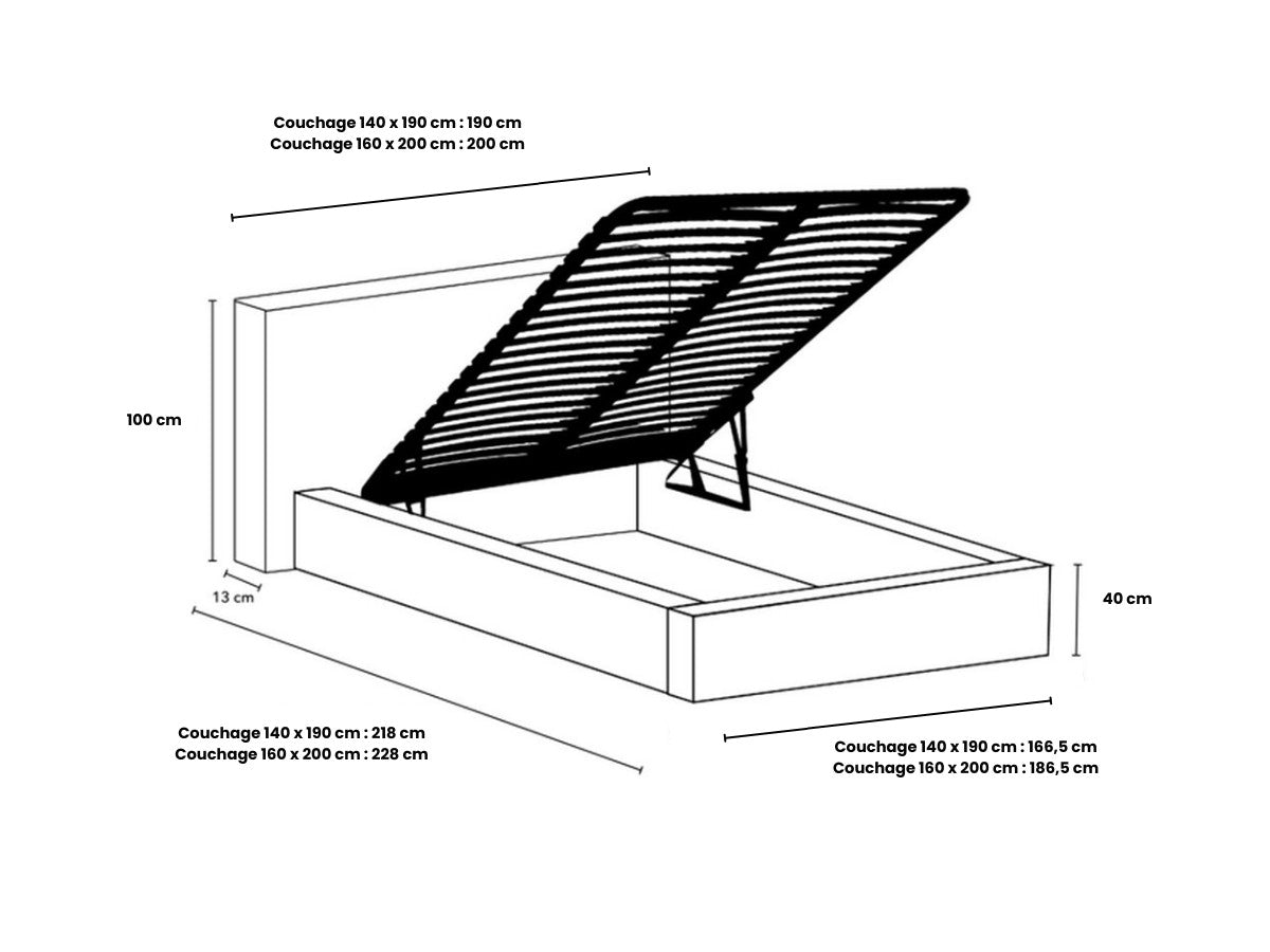 Lit coffre NIHAD rangement XL