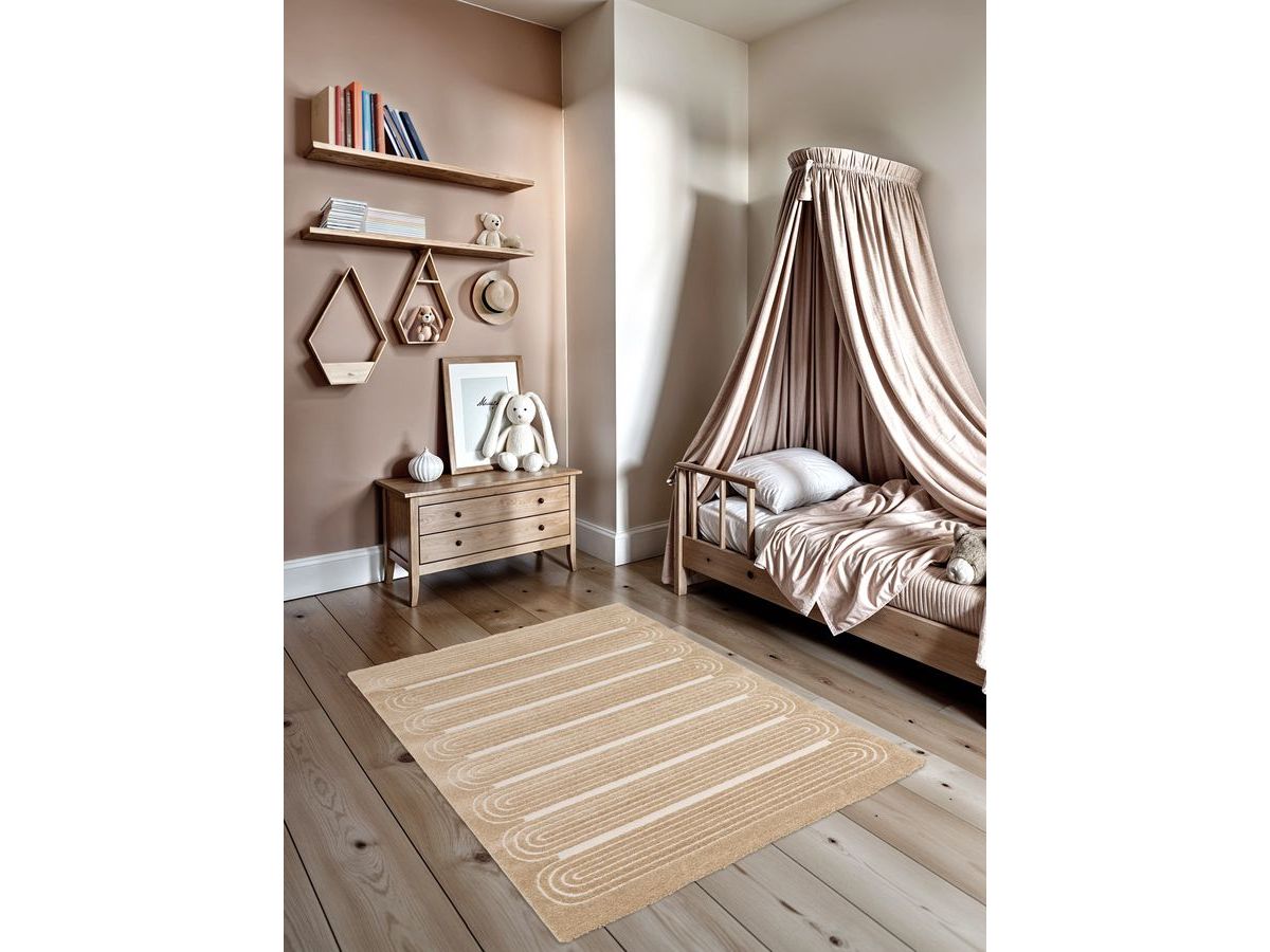 Tapis poils courts IAGO motif graphique - Beige