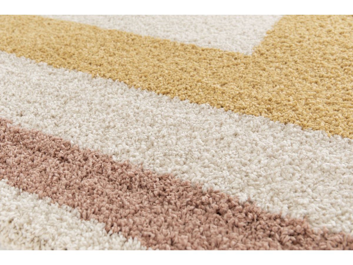 Tapis poils longs LOAN motif graphique - Jaune