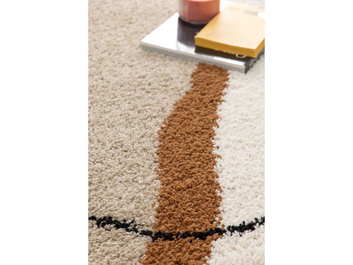 Tapis shaggy LALOU motif abstrait - Beige
