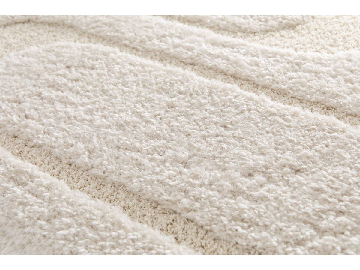 Tapis poils longs CALEB motif graphique - Beige