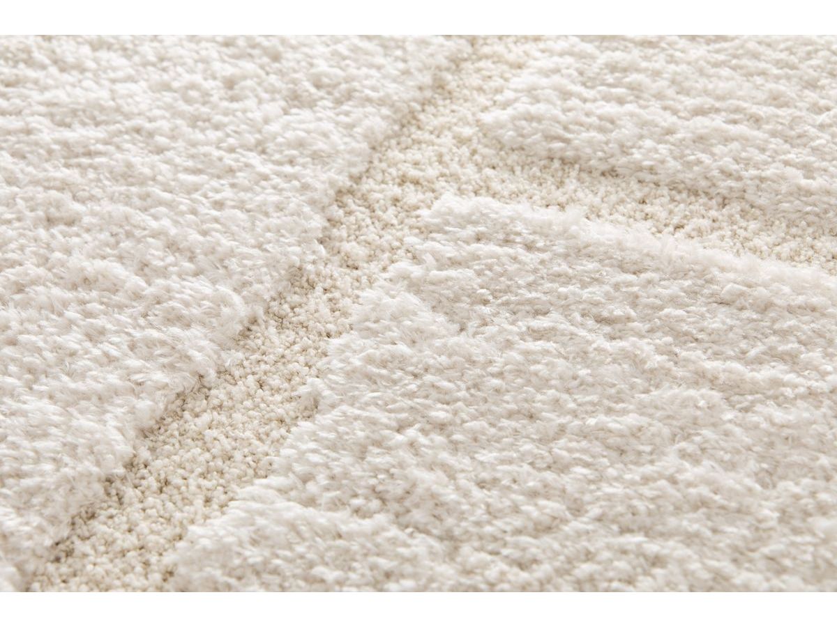 Tapis poils longs MARINA motif graphique - Ecru