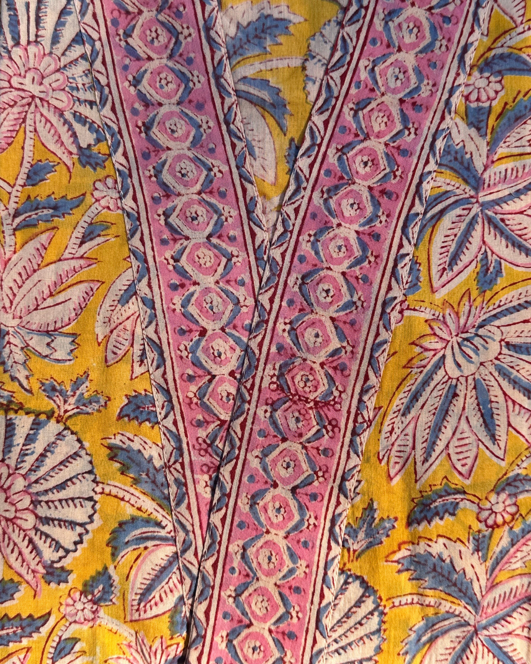 Kimono Madras Jaune en voile de coton