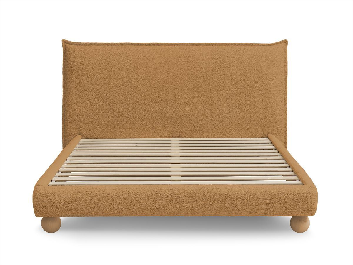 Lit IMERI tissu bouclette avec lattes massives