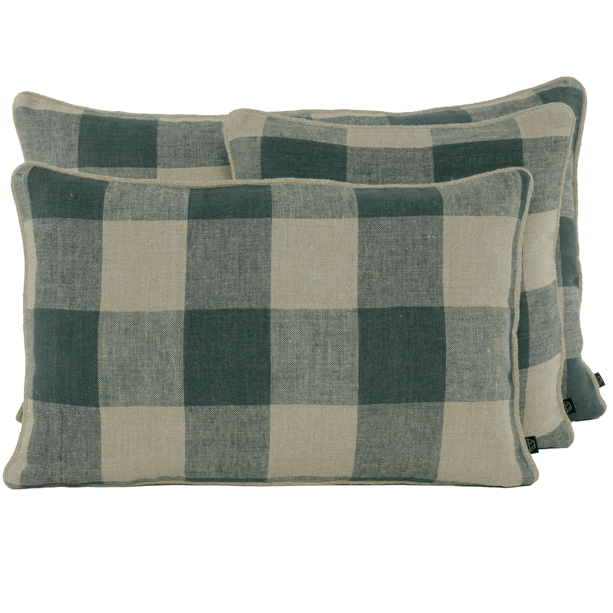 Housse De Coussin - Palma 100% Lin À Gros Carreaux - Pigeon