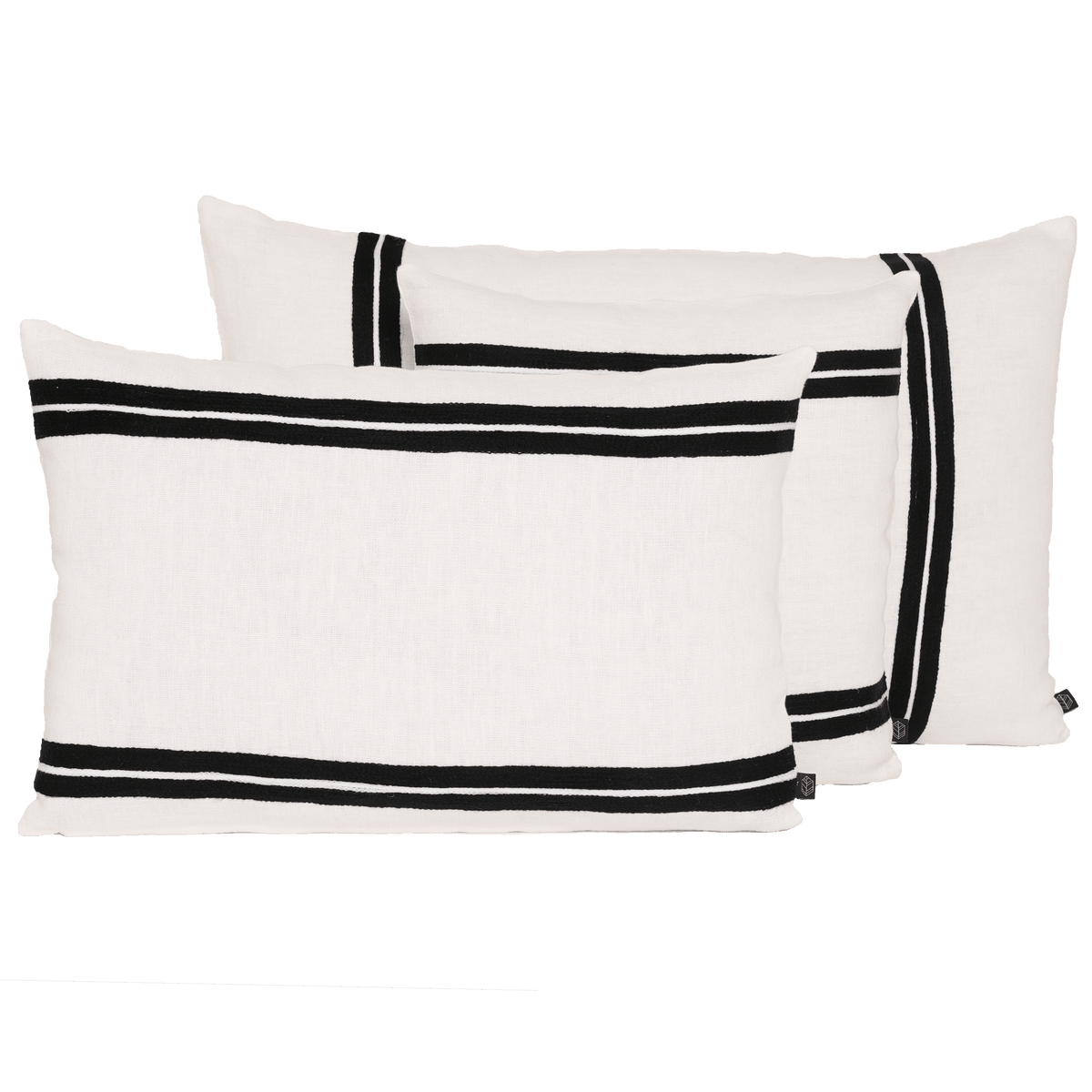 Housse De Coussin - Skagen En Lin Lavé Et Rayure Noire - Blanc